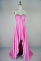 High Low Sweetheart Beaded Pink Chiffon Prom Evening Formal Dresses ED011167