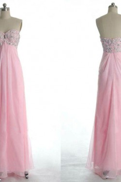 Empire Sweetheart Beaded Long Pink Chiffon Prom Evening Formal Dresses Maternity Dresses ED011172