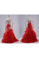 Trumpet/Mermaid Sweetheart Beaded Ruffle Long Red Organza Prom Evening Formal Dresses ED011179