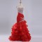 Trumpet/Mermaid Sweetheart Beaded Ruffle Long Red Organza Prom Evening Formal Dresses ED011179