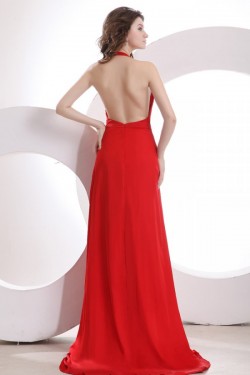 A-Line Halter Long Red Chiffon Prom Evening Formal Party Dresses ED010118