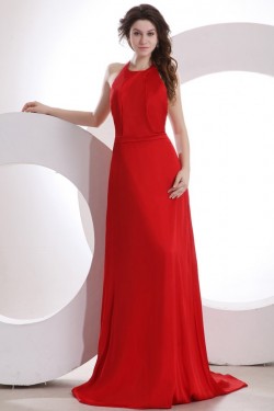 A-Line Halter Long Red Chiffon Prom Evening Formal Party Dresses ED010118