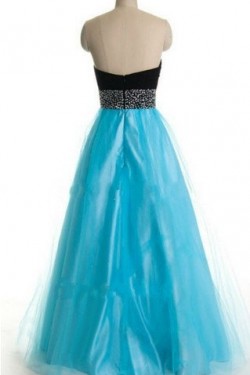 A-Line Sweetheart Beaded Black Blue Floor Length Prom Evening Formal Dresses ED011180