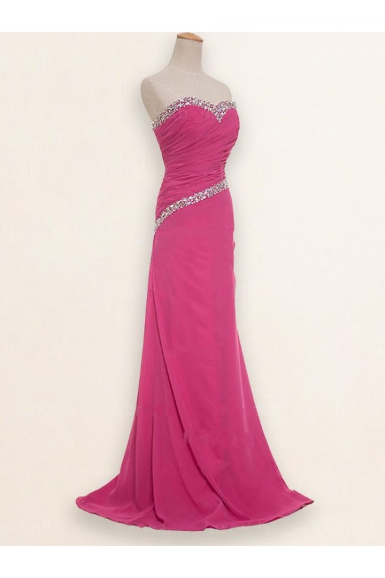 A-Line Sweetheart Beaded Long Chiffon Prom Evening Formal Dresses ED011183
