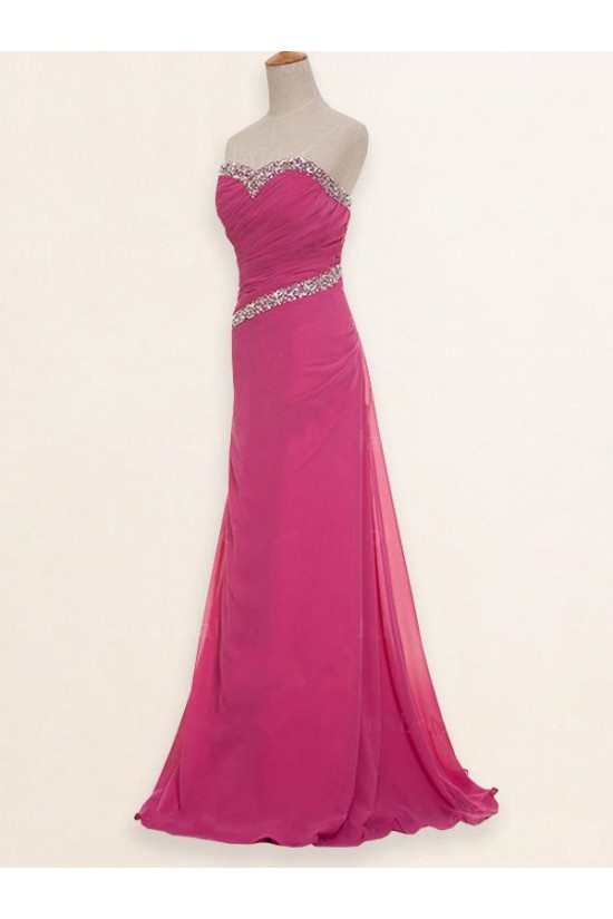 A-Line Sweetheart Beaded Long Chiffon Prom Evening Formal Dresses ED011183