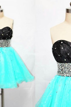 A-Line Sweetheart Beaded Short Black Blue Prom Evening Formal Dresses ED011184