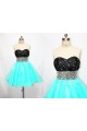 A-Line Sweetheart Beaded Short Black Blue Prom Evening Formal Dresses ED011184