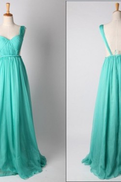 A-Line Straps Sleeveless Long Chiffon Prom Evening Formal Dresses ED011185