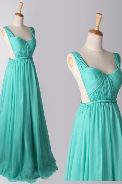 A-Line Straps Sleeveless Long Chiffon Prom Evening Formal Dresses ED011185