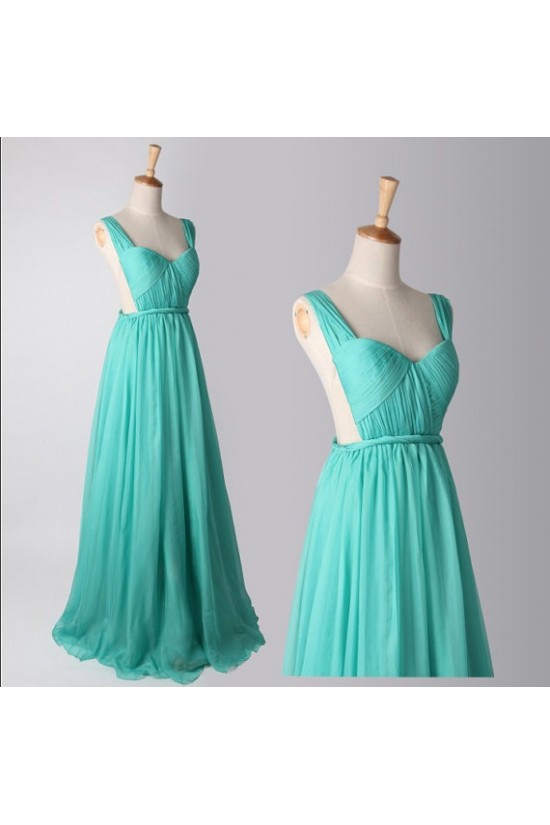 A-Line Straps Sleeveless Long Chiffon Prom Evening Formal Dresses ED011185