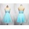 A-Line Sweetheart Beaded Short Blue Tulle Prom Evening Cocktail Dresses ED011189