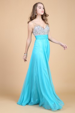 A-Line Beaded Long Chiffon Prom Evening Formal Dresses ED011190