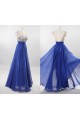 A-Line Beaded Long Blue Chiffon Prom Evening Formal Dresses ED011192