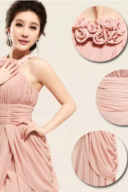 Sheath/Column Halter Long Chiffon Prom Evening Formal Dresses ED011196