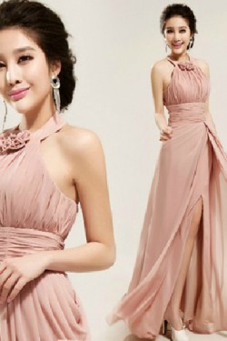 A-Line Halter Long Chiffon Prom Evening Formal Dresses ED011197