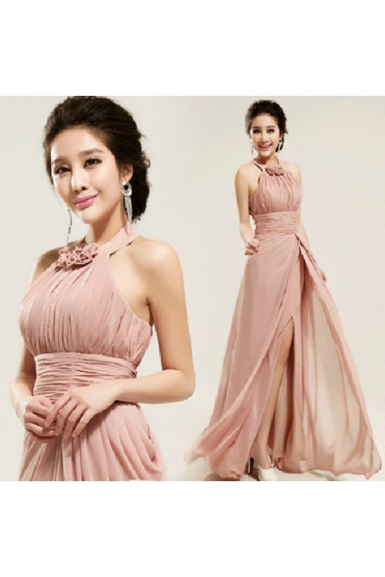 A-Line Halter Long Chiffon Prom Evening Formal Dresses ED011197