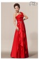 A-Line One-Shoulder Long Red Prom Evening Formal Dresses ED011198