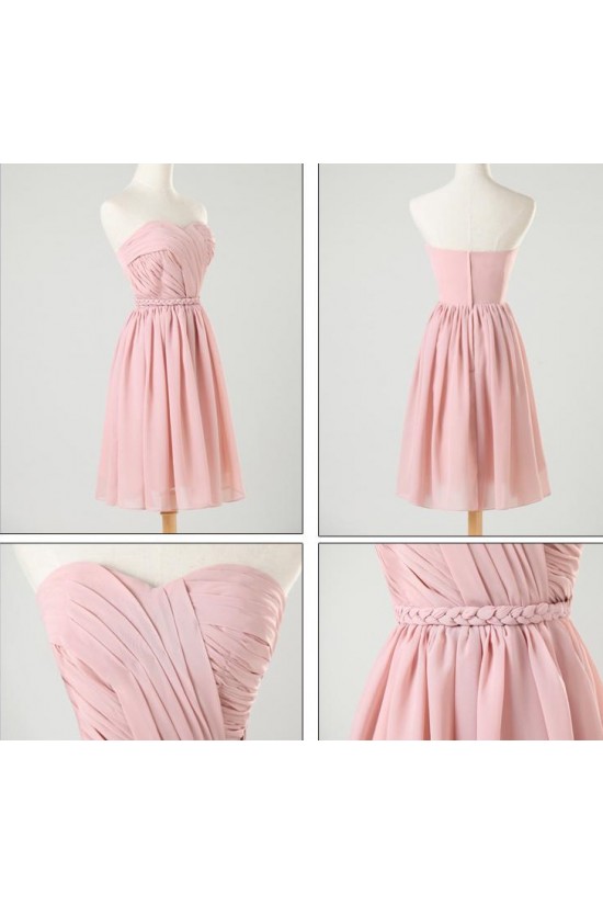 A-Line Short Pink Chiffon Prom Evening Formal Bridesmaid Dresses ED011202