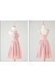 A-Line Short Pink Chiffon Prom Evening Formal Bridesmaid Dresses ED011202