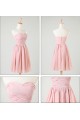A-Line Short Pink Chiffon Prom Evening Formal Bridesmaid Dresses ED011202
