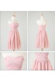 A-Line Short Pink Chiffon Prom Evening Formal Bridesmaid Dresses ED011202