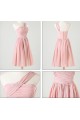 A-Line Short Pink Chiffon Prom Evening Formal Bridesmaid Dresses ED011202