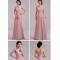 A-Line V-Neck Long Pink Chiffon Prom Evening Formal Bridesmaid Dresses ED011204