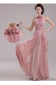 A-Line Halter Long Pink Chiffon Prom Evening Formal Dresses ED011206