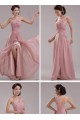 A-Line One-Shoulder Long Pink Chiffon Prom Evening Formal Dresses ED011207