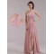 A-Line One-Shoulder Long Pink Chiffon Prom Evening Formal Dresses ED011207
