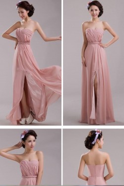 A-Line Long Pink Chiffon Prom Evening Formal Dresses ED011208