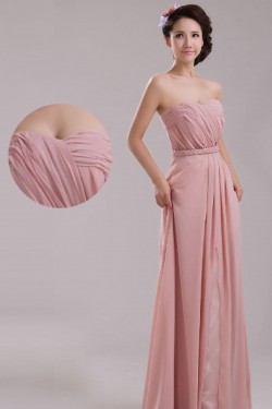 A-Line Long Pink Chiffon Prom Evening Formal Dresses ED011208