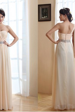 A-Line One-Shoulder Long Chiffon Prom Evening Bridesmaid Dresses ED011209
