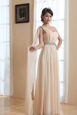 A-Line One-Shoulder Long Chiffon Prom Evening Bridesmaid Dresses ED011209
