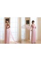 A-Line One-Shoulder Long Pink Chiffon Prom Evening Bridesmaid Dresses ED011210