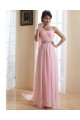 A-Line One-Shoulder Long Pink Chiffon Prom Evening Bridesmaid Dresses ED011210