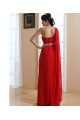 A-Line One-Shoulder Long Red Chiffon Prom Evening Bridesmaid Dresses ED011212