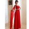 A-Line One-Shoulder Long Red Chiffon Prom Evening Bridesmaid Dresses ED011212