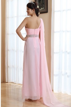 A-Line One-Shoulder Long Chiffon Prom Evening Bridesmaid Dresses ED011213