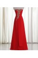 A-Line Sweetheart Beaded Long Red Chiffon Prom Evening Formal Dresses ED011214