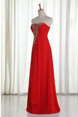 A-Line Sweetheart Beaded Long Red Chiffon Prom Evening Formal Dresses ED011214