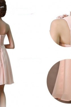 A-Line One-Shoulder Short Chiffon Prom Evening Bridesmaid Dresses ED011217