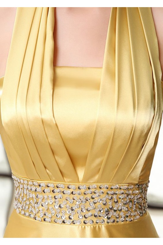 A-Line Halter Beaded Long Prom Evening Formal Dresses ED011219