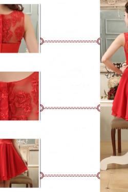 A-Line Short Red Prom Evening Formal Bridesmaid Dresses ED011220