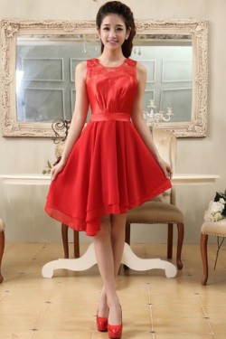 A-Line Short Red Prom Evening Formal Bridesmaid Dresses ED011220