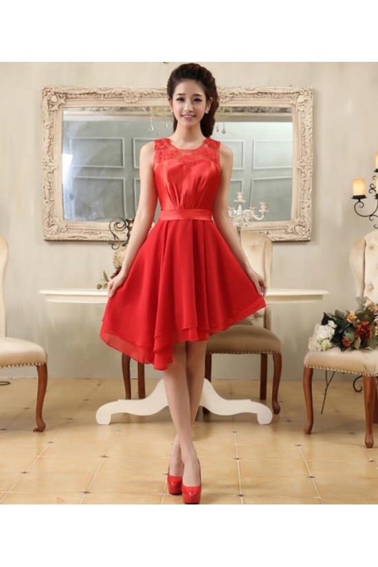 A-Line Short Red Prom Evening Formal Bridesmaid Dresses ED011220