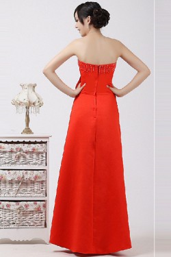 A-Line Strapless Beaded Red Prom Evening Formal Dresses ED011221
