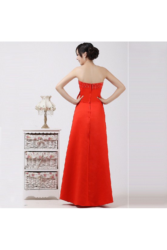 A-Line Strapless Beaded Red Prom Evening Formal Dresses ED011221