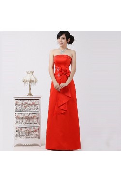 A-Line Strapless Beaded Red Prom Evening Formal Dresses ED011221