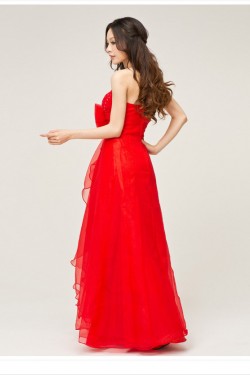 A-Line Strapless Beaded Long Red Prom Evening Formal Dresses ED011223